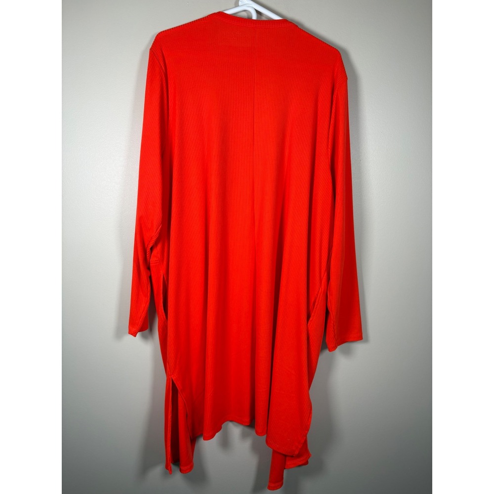 Lane Bryant Orange Ribbed Longline Cardigan Open Front Duster Pockets 22/24 Plus - Picture 5 of 12